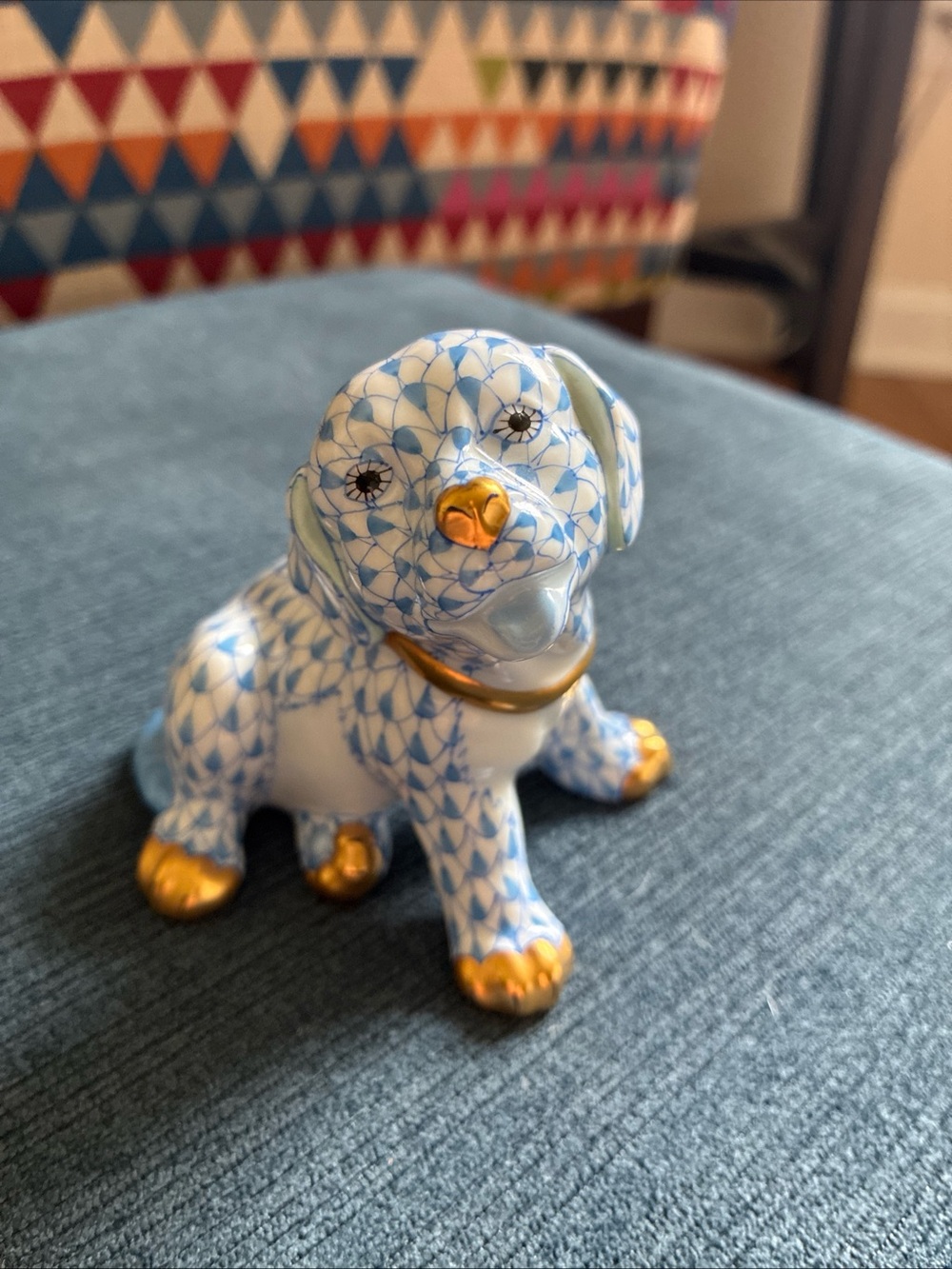 Herend puppy dog blue fishnet 15872